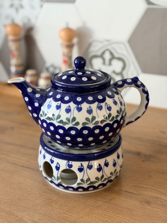 Czajniczek z podgrzewaczem i łyżeczką na tealight